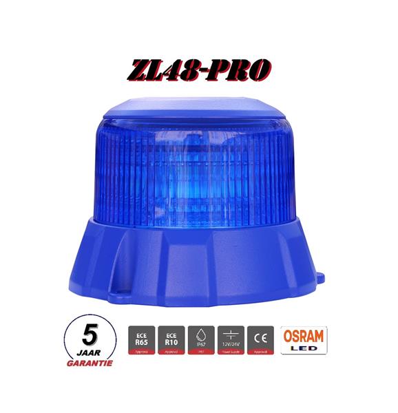 Grote foto zl48b pro super robust led zwaailamp blauw ecer65 klasse 2 ece r10 12 24v bout montage 5 jaar garant auto onderdelen overige auto onderdelen