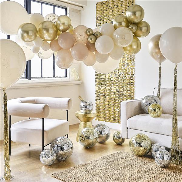 Grote foto neutral party balloon arch neutral and gold 60pk balloon arch with gold confetti verzamelen overige verzamelingen