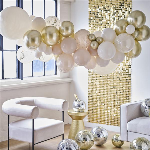 Grote foto neutral party balloon arch neutral and gold 60pk balloon arch with gold confetti verzamelen overige verzamelingen