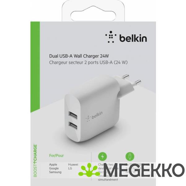 Grote foto belkin dual usb a charger. 24w white wcb002vfwh computers en software overige computers en software