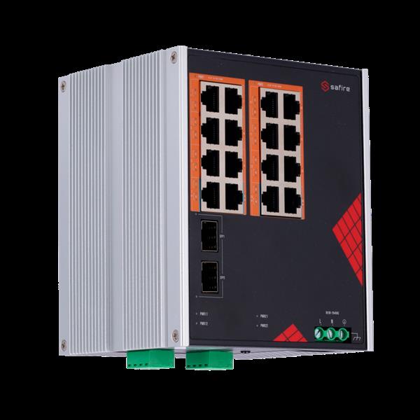 Grote foto safire poe switch 260w unmanaged 16 poorten 2 uplink tot 1000mbps sf swi1816hipoe gf ac 26 computers en software netwerkkaarten routers en switches