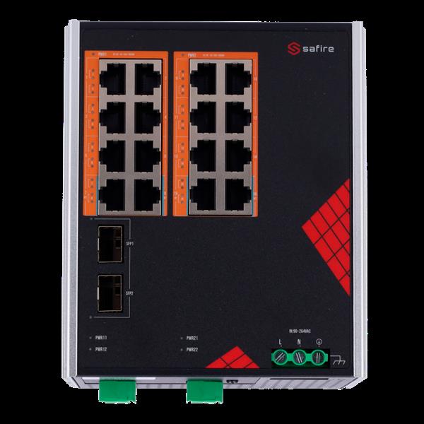 Grote foto safire poe switch 260w unmanaged 16 poorten 2 uplink tot 1000mbps sf swi1816hipoe gf ac 26 computers en software netwerkkaarten routers en switches