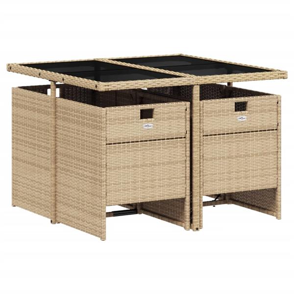 Grote foto vidaxl 5 delige tuinset met kussens poly rattan beige tuin en terras tuinmeubelen