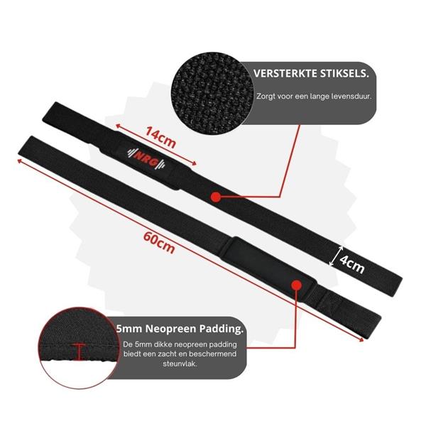 Grote foto nrg fitness lifting straps deadlift straps zwart deluxe sport en fitness fitness
