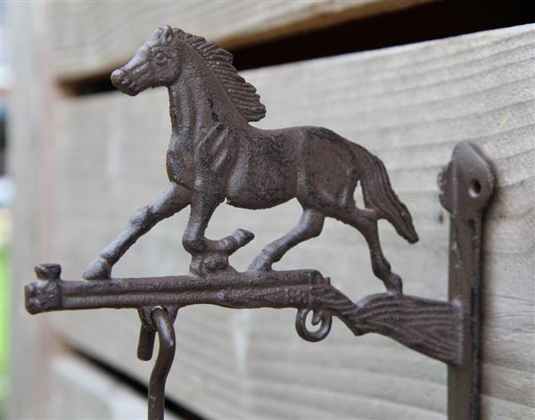 Grote foto deurbel paard pony op jachtgeweer gietijzer db138 tuin en terras tuindecoratie