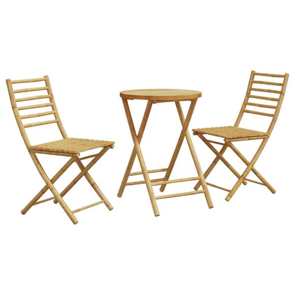 Grote foto vidaxl 3 delige bistroset bamboe tuin en terras tuinmeubelen