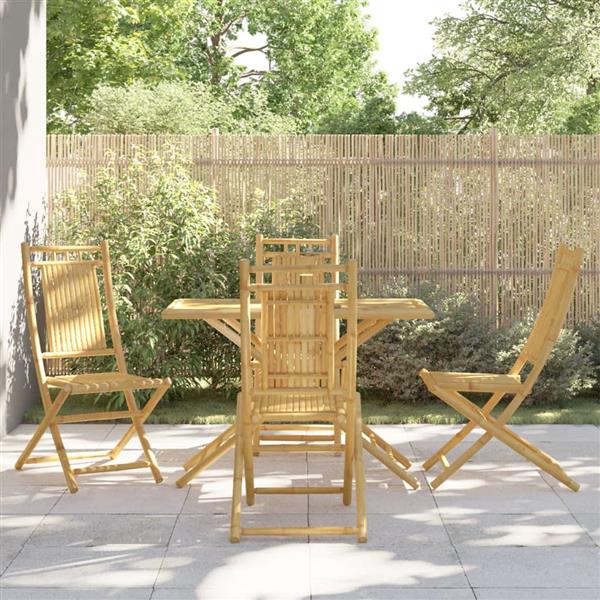 Grote foto vidaxl 5 delige tuinset bamboe tuin en terras tuinmeubelen