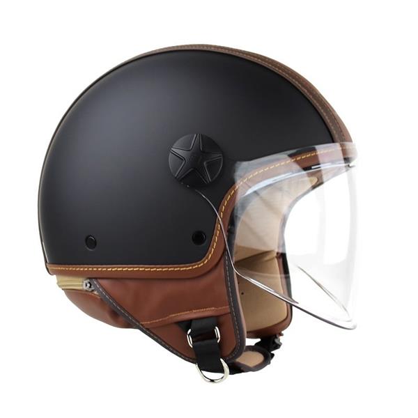 Grote foto motocubo top cube jethelm met dubbel vizier mat zwart bruin motoren kleding