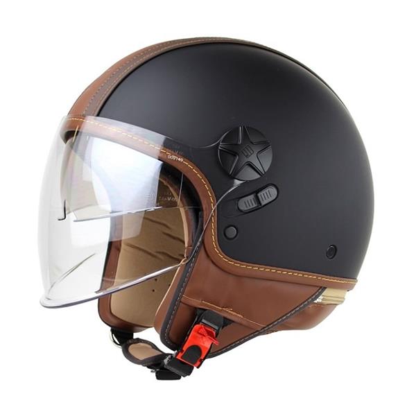 Grote foto motocubo top cube jethelm met dubbel vizier mat zwart bruin motoren kleding