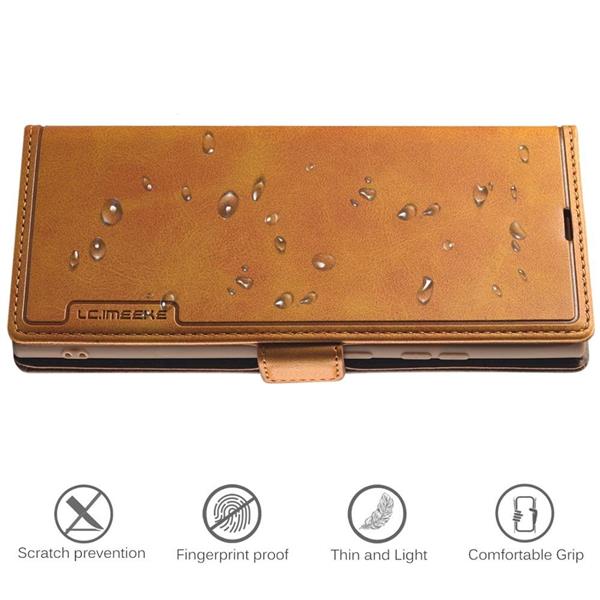 Grote foto drphone imeeke 1 pashouder pu leer magnetische flip galaxy s21 plus bruin telecommunicatie mobieltjes