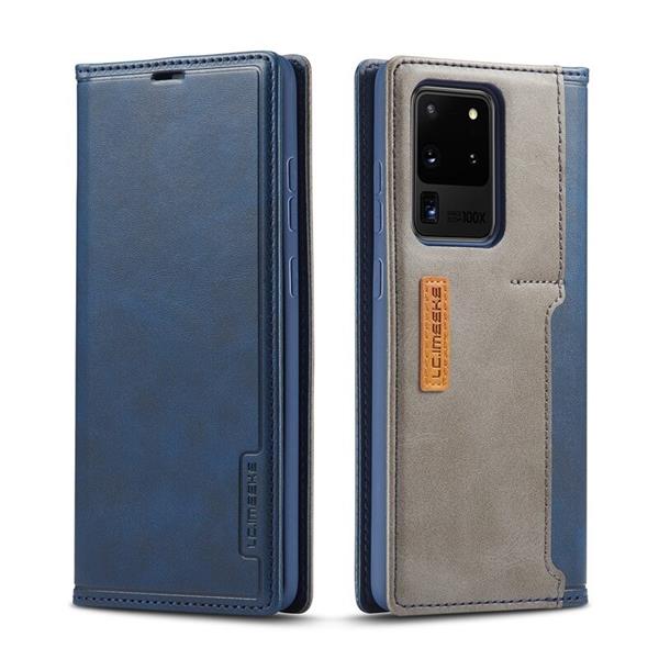 Grote foto drphone imeeke 2 pashouder pu leer magnetische flip galaxy s21 ultra blauw telecommunicatie mobieltjes