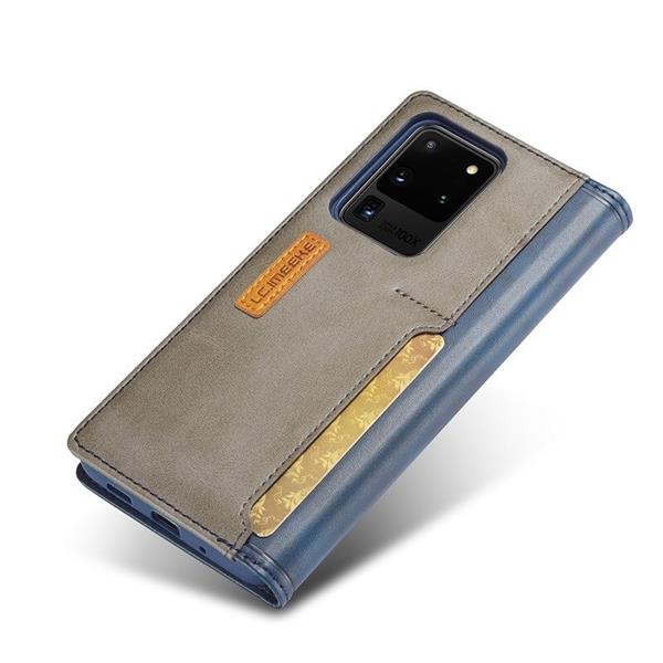 Grote foto drphone imeeke 2 pashouder pu leer magnetische flip galaxy s21 ultra blauw telecommunicatie mobieltjes