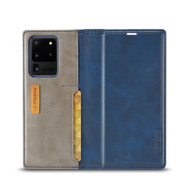 Grote foto drphone imeeke 2 pashouder pu leer magnetische flip galaxy s21 ultra blauw telecommunicatie mobieltjes