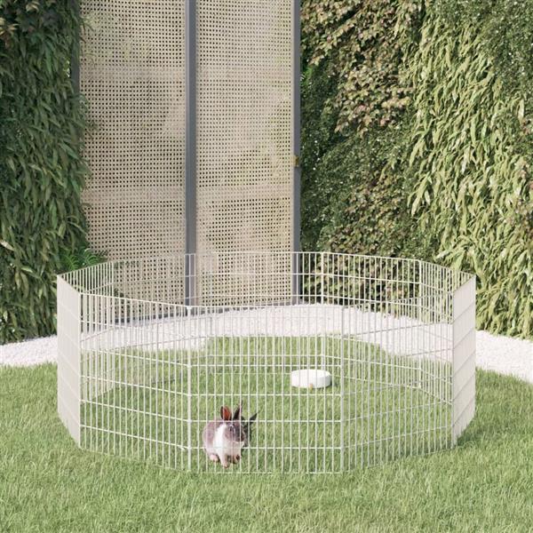 Grote foto vidaxl konijnenkooi met 10 panelen 54x60 cm gegalvaniseerd ijzer dieren en toebehoren hokken en kooien