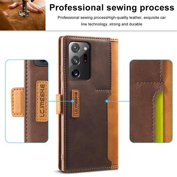 Grote foto drphone imeeke 3 pashouder pu leer magnetische flip galaxy s21 bruin telecommunicatie mobieltjes