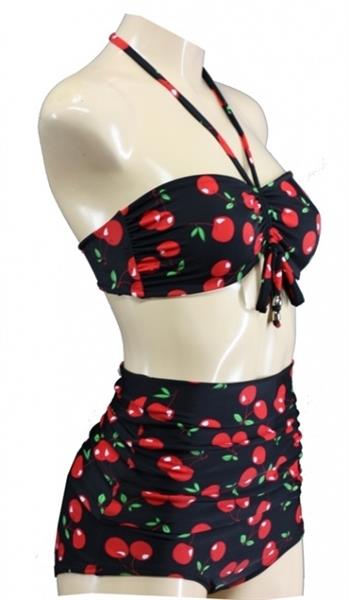 Grote foto aloha beachwear bandeau bikini black cherry vintage high waist. kleding dames badmode en zwemkleding