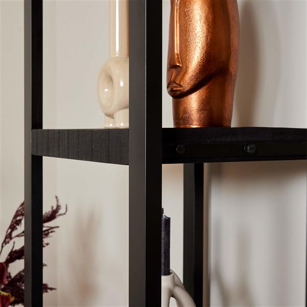 Grote foto zwarte boekenkast britt black met 3 lades 200 x 55 cm huis en inrichting overige