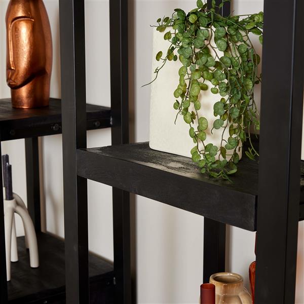 Grote foto zwarte boekenkast britt black met 3 lades 200 x 55 cm huis en inrichting overige