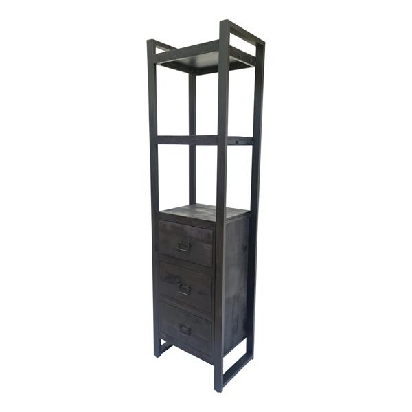 Grote foto zwarte boekenkast britt black met 3 lades 200 x 55 cm huis en inrichting overige