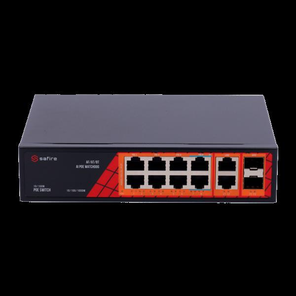 Grote foto safire poe switch 120w unmanaged 8 poorten 4 uplink tot 1000mbps sf sw1208hipoe gf 120 computers en software netwerkkaarten routers en switches