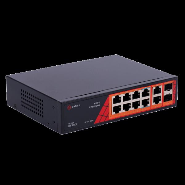 Grote foto safire poe switch 120w unmanaged 8 poorten 4 uplink tot 1000mbps sf sw1208hipoe gf 120 computers en software netwerkkaarten routers en switches