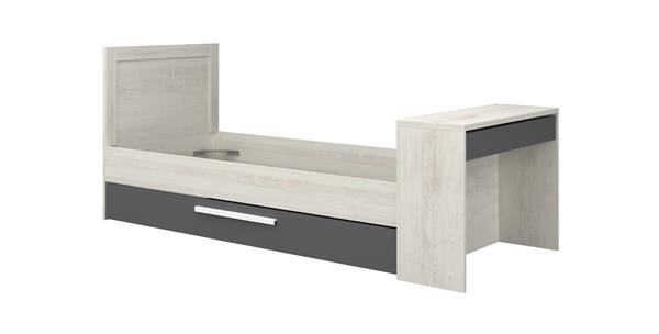 Grote foto shipley 1 persoonsbed met bureau en slaaplade antraciet witgrenen trasman antiek en kunst stoelen en banken