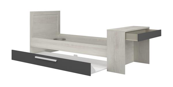 Grote foto shipley 1 persoonsbed met bureau en slaaplade antraciet witgrenen trasman antiek en kunst stoelen en banken