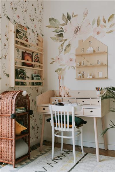 Grote foto bureau secretaire river woodluck sand beige kinderen en baby complete kinderkamers