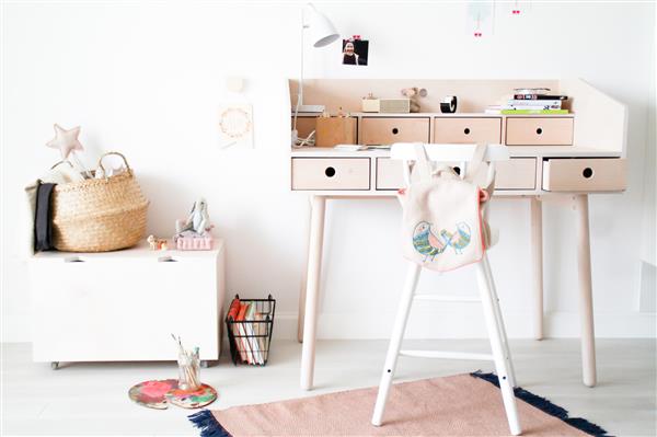 Grote foto bureau secretaire river woodluck sand beige kinderen en baby complete kinderkamers