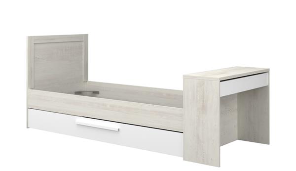 Grote foto shipley 1 persoonsbed met bureau en slaaplade wit witgrenen trasman antiek en kunst stoelen en banken