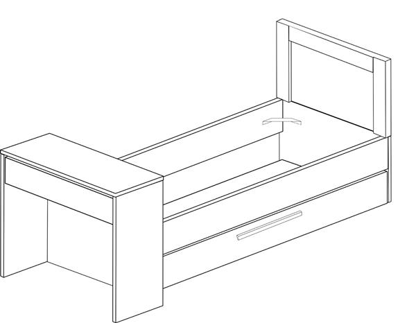 Grote foto shipley 1 persoonsbed met bureau en slaaplade wit witgrenen trasman antiek en kunst stoelen en banken