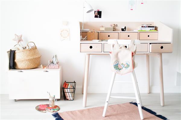 Grote foto bureau secretaire river woodluck sand beige kinderen en baby complete kinderkamers
