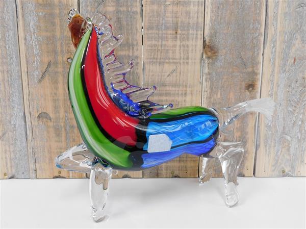 Grote foto glasgeblazen murano style paard vol in kleur prachtig ontwerp. laatste tuin en terras tuindecoratie