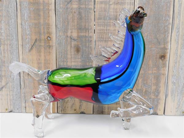 Grote foto glasgeblazen murano style paard vol in kleur prachtig ontwerp. laatste tuin en terras tuindecoratie