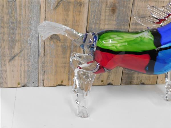 Grote foto glasgeblazen murano style paard vol in kleur prachtig ontwerp. laatste tuin en terras tuindecoratie