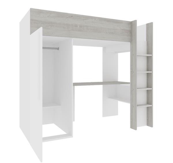 Grote foto studio 1803 hoogslaper met bureau en kast 90x200 wit cascina trasman kinderen en baby complete kinderkamers