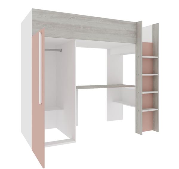 Grote foto studio 1803 hoogslaper met bureau en kast 90x200 oudroze cascina trasman kinderen en baby complete kinderkamers