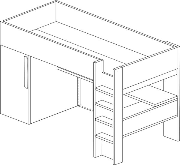 Grote foto studio 1803 hoogslaper met bureau en kast 90x200 oudroze cascina trasman kinderen en baby complete kinderkamers