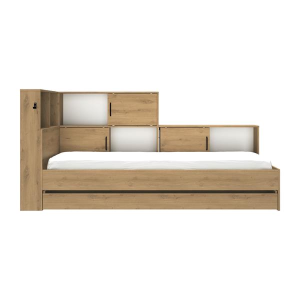 Grote foto luna 1 persoonsbed met kastjes en lade eiken gami antiek en kunst stoelen en banken