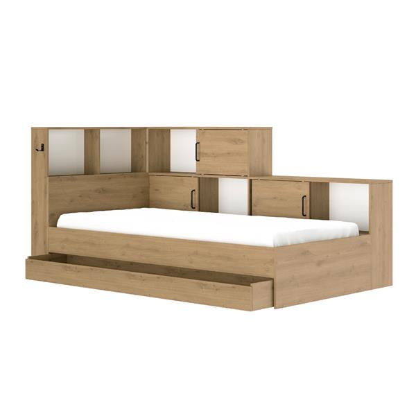 Grote foto luna 1 persoonsbed met kastjes en lade eiken gami antiek en kunst stoelen en banken