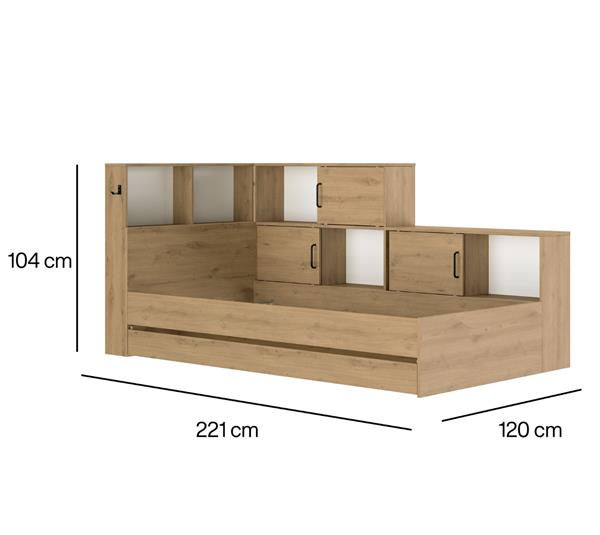 Grote foto luna 1 persoonsbed met kastjes en lade eiken gami antiek en kunst stoelen en banken