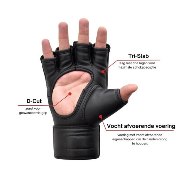 Grote foto nrg fitness mma handschoenen maya leer zwart maat l sport en fitness vechtsporten en zelfverdediging