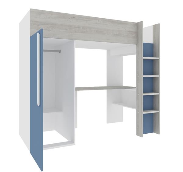 Grote foto studio 1803 hoogslaper met bureau en kast 90x200 blauw cascina trasman kinderen en baby complete kinderkamers