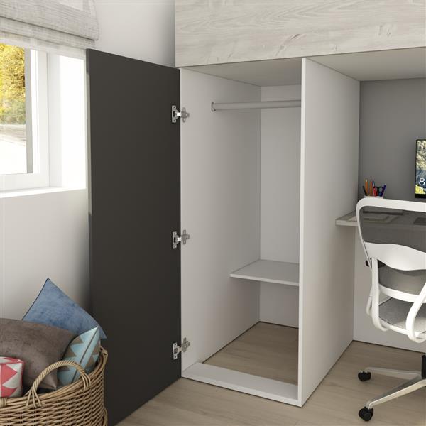 Grote foto studio 1803 hoogslaper met bureau en kast 90x200 antraciet cascina trasman kinderen en baby complete kinderkamers