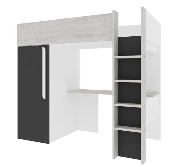 Grote foto studio 1803 hoogslaper met bureau en kast 90x200 antraciet cascina trasman kinderen en baby complete kinderkamers