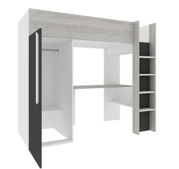 Grote foto studio 1803 hoogslaper met bureau en kast 90x200 antraciet cascina trasman kinderen en baby complete kinderkamers