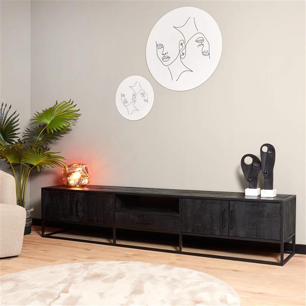 Grote foto tv meubel denver black 240 cm mangohout en metaal huis en inrichting overige