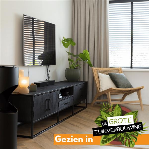 Grote foto tv meubel denver black 240 cm mangohout en metaal huis en inrichting overige