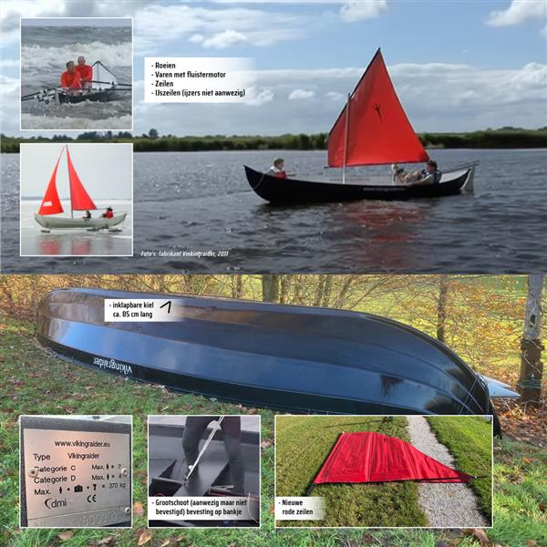 Grote foto vikingraider boot fluistermotor zeilen roeien watersport en boten sloepen