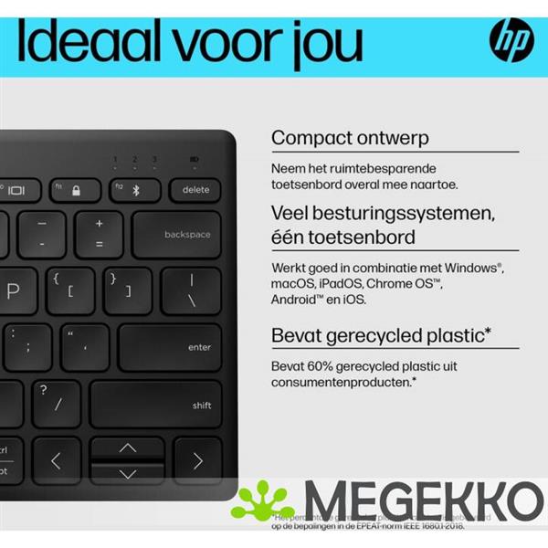 Grote foto hp 355 compact bluetooth toetsenbord voor meerdere apparaten computers en software toetsenborden